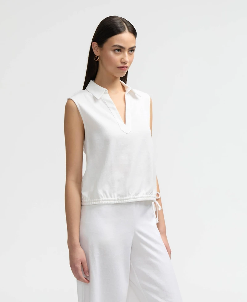 Nvlt Women s Sleeveless Top with Side Drawcords