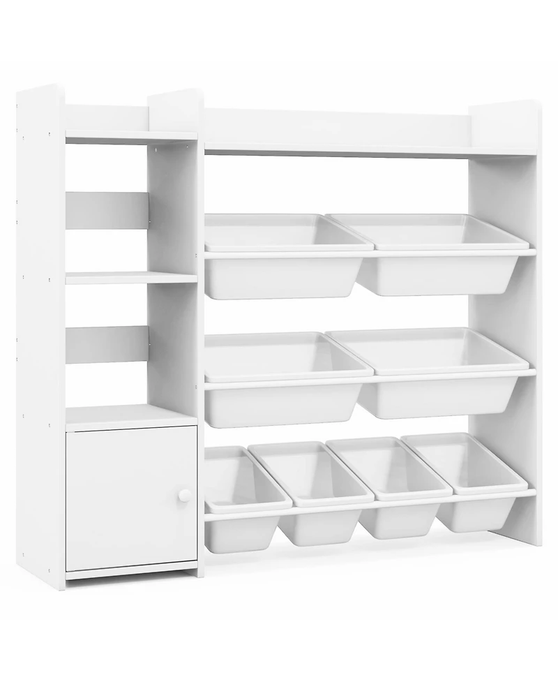 4-Tier Kids Toy Storage Organizer Bookshelf and Toy Storage Rack with Door