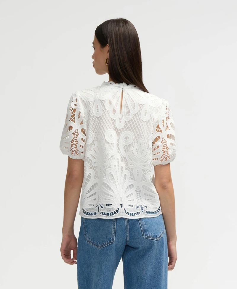 Nvlt Women s Mock Neck Lace Top