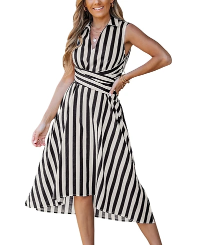 Cupshe Women's Clean Cut Striped Midi Beach Dress