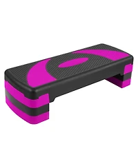 BalanceFrom Fitness Lightweight Portable Adjustable Height Workout Aerobic Stepper Step Platform Trainer with Raisers, Black/Pink
