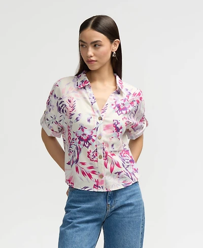 Nvlt Women s Button Front Cropped Shirt