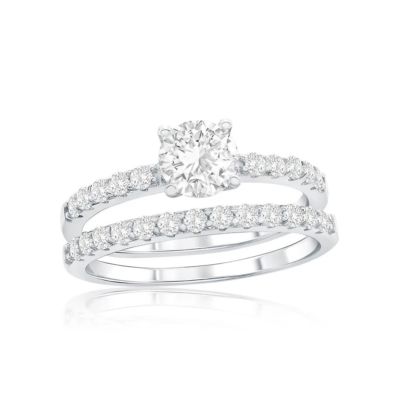 Sterling Silver, 6mm Round Solitaire Cz 2-pc Ring