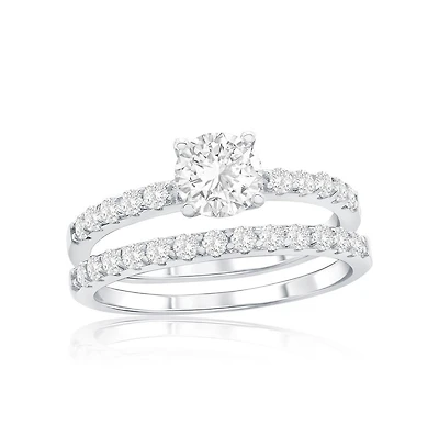 Sterling Silver, 6mm Round Solitaire Cz 2-pc Ring