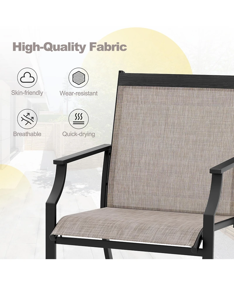 Gymax Set of 2 Patio Dining Chairs Outdoor Armchairs w/ Sturdy Metal Frame