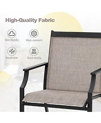 Gymax Set of 2 Patio Dining Chairs Outdoor Armchairs w/ Sturdy Metal Frame