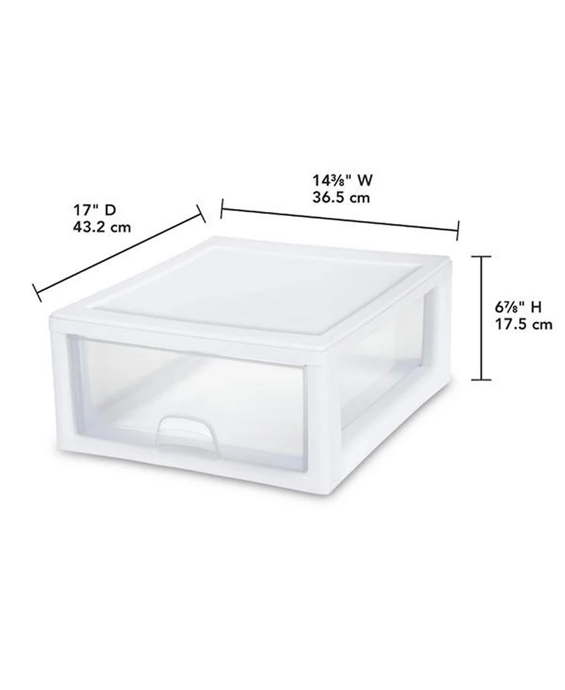 Sterilite 16 Quart Clear Plastic Stacking Storage Drawer Container Box, 6 Pack