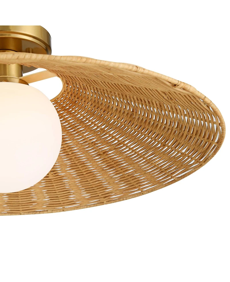 Possini Euro Gavin 22 3/4" Wide Brass and Rattan Ceiling Light - Possini Euro Design