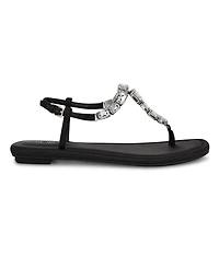 Nine West Women's Dynasti Embellished T-Strap Flat Sandals