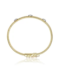 14K Gold Plated with Clear, Green, Red, or Blue Cubic Zirconia Bangle Bracelet