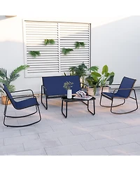 4-Piece Patio Rocking Chair Set with Glass-Top Table Outdoor Furniture for Porch, Yard, or Garden