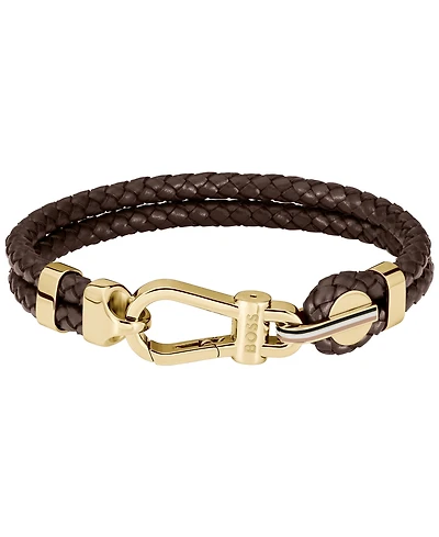 Hugo Boss Men's Ares Prime Brown Leather Bracelet