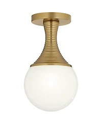 Possini Euro Design Jaime 7 3/4" Mid Century Modern Semi Flush-Mount Ceiling Light Fixture Kitchen Foyer Globe Warm Brass Finish