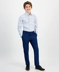 Michael Kors Big Boys Floral-Print Stretch Classic-Fit Dress Shirt