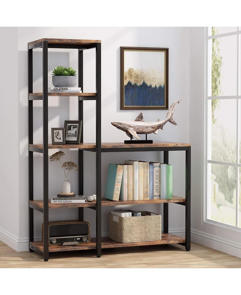 Tribesigns 5-Tier Bookshelf, Ladder Corner Bookshelves Etagere Bookcase, 8 Shelves Display Rack Storage Shelf for Living Room Home Office