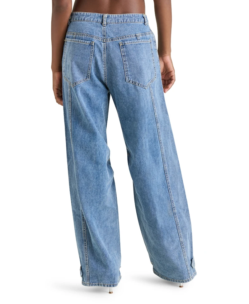 Steve Madden Women's Tre Denim Mid-Rise Wide-Leg Jeans