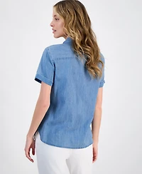 Nautica Jeans Women's Chambray Camp Shirt