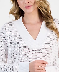 Nautica Jeans Women's Mesh V-Neck Sweater