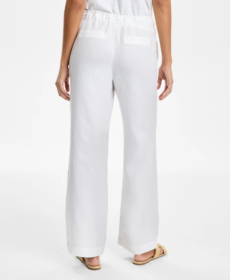 Charter Club Women's 100% Linen Drawstring Pants, Created for Macy's
