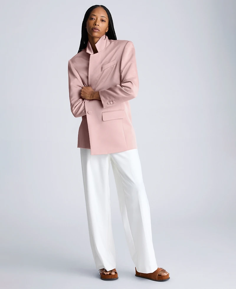 Kenneth Cole Women's Satin-Twill One-Button Notch-Collar Jacket
