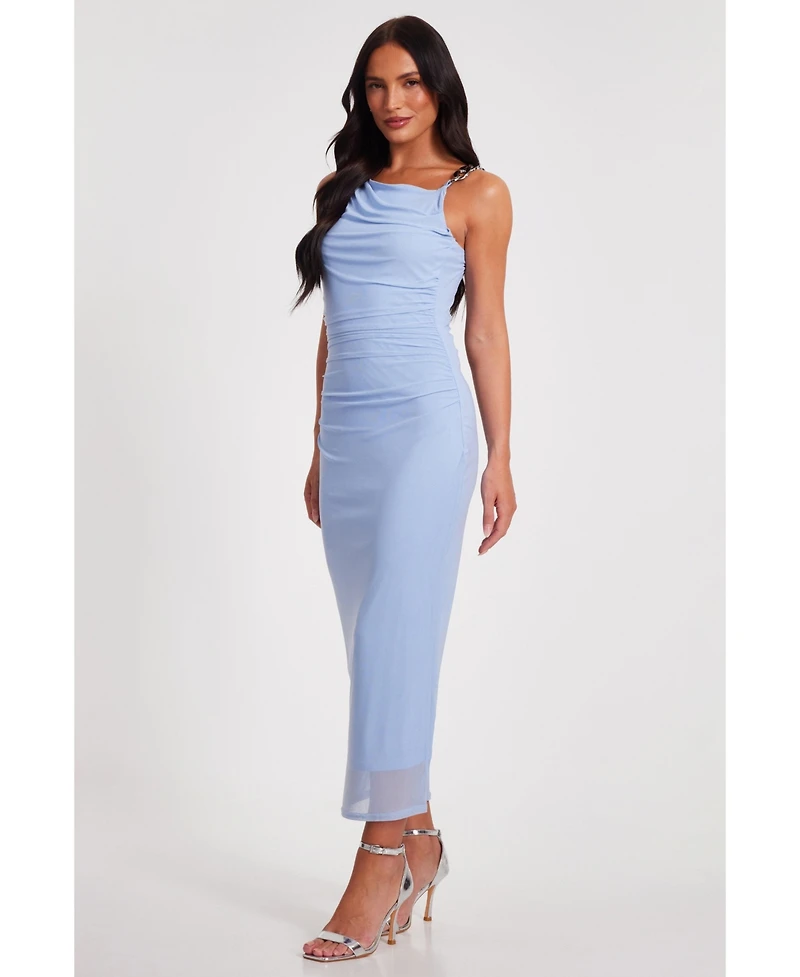 Quiz Women's Mesh One Shoulder Chain Detail Maxi Dress