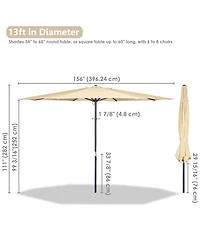 Yescom Xl 13Ft Aluminum Patio Umbrella 8 Rib Heavy Duty Table Parasol Crank Outdoor Garden Deck Beach Furniture