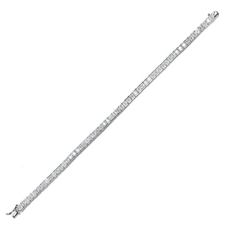 Rachel Glauber White Gold Plated with Alternating Colored and Clear Cubic Zirconia Tennis Bracelet