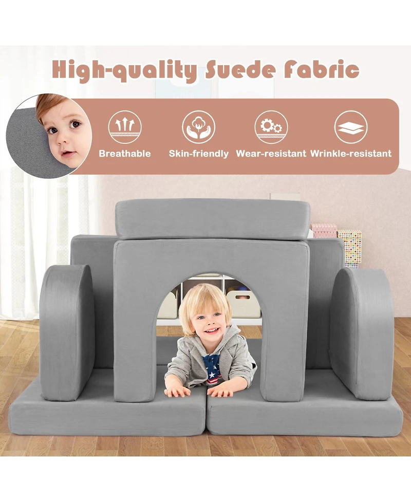 8-Piece Modular Kids Play Couch with Comfy Versatile Seating for Toddlers