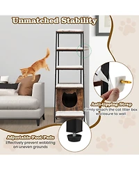 Large Cat Litter Box Enclosure with Storage & Ladder Shelf Stylish Functional Hidden Cabinet