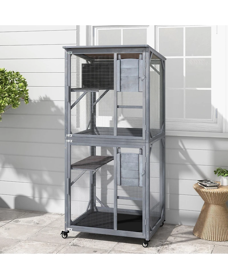 Weatherproof Outdoor Cat House with Asphalt Roof Durable Shelter for Feral & Pet Cats