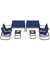 4 Pcs Patio Rocking Set Rocking Chairs & Loveseat with Glass-Top Table Outdoor
