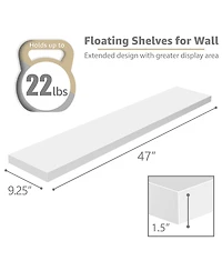Sorbus Pack 47 x 9.25 Inch Wall Mounted Floating Shelves
