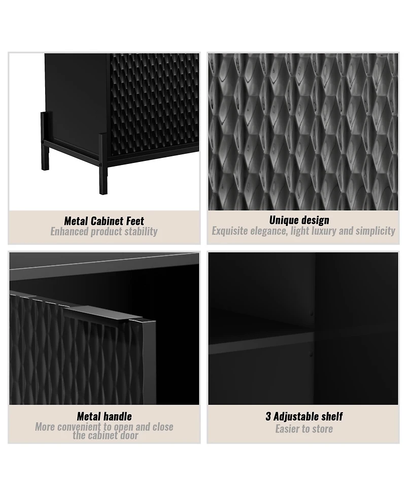 Modern Storage Cabinet with Adjustable Shelves, 49IN Accent 3 Doors, Decorative Cabinets for Living Room, Kitchen, Office