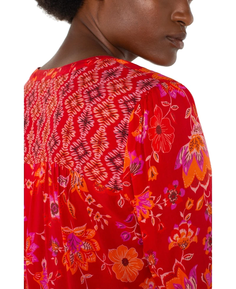 Liverpool Los Angeles Women's Long Sleeve Button Front Woven Blouse