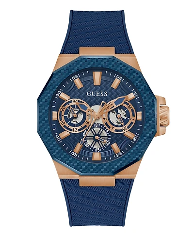 Guess Men's Multifunction Blue Silicone Watch, 45mm
