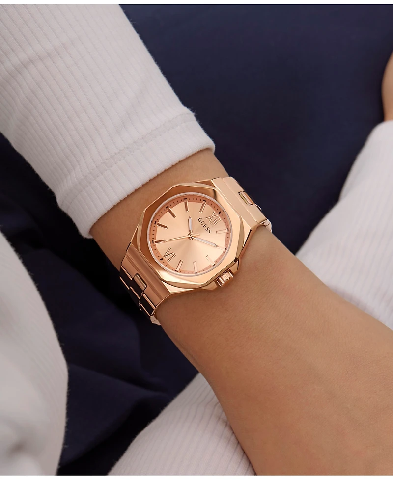Guess Women's Analog Rose Gold-Tone Stainless Steel Watch, 34mm