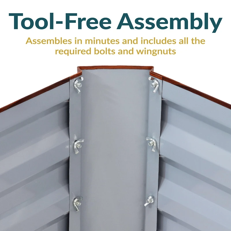 11.75" H Raised Metal Garden Bed - Galvanized Raised Garden Bed Outdoor for Vegetables and Flowers - Woodgrain