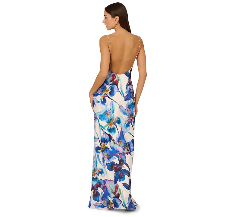 Adrianna Women's Printed Cowl Neck Sleeveless Gown