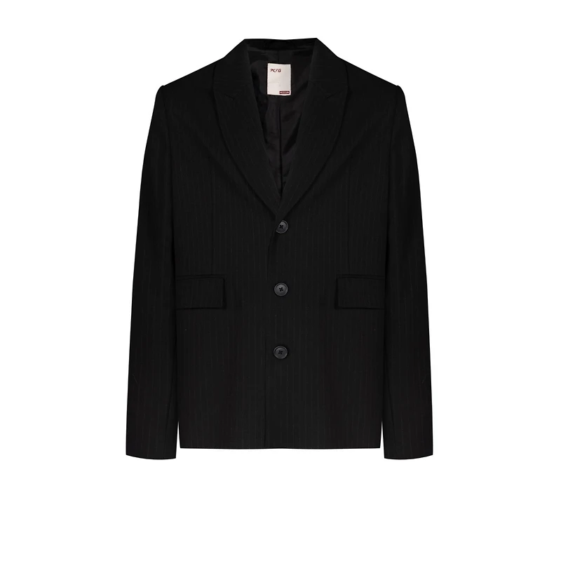 Pcfg Men's Free Heaven Eyelet Details Striped Blazer - Jet Black