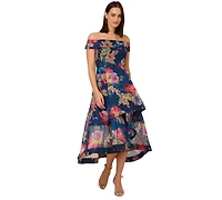 Adrianna Papell Women's Floral Organza High-Low Gown