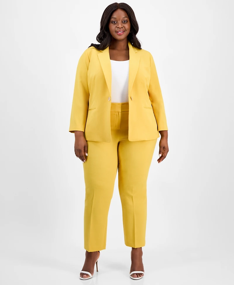 Kasper Plus Size 3/4-Sleeve Eyelet Blazer