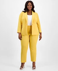 Kasper Plus Size 3/4-Sleeve Eyelet Blazer