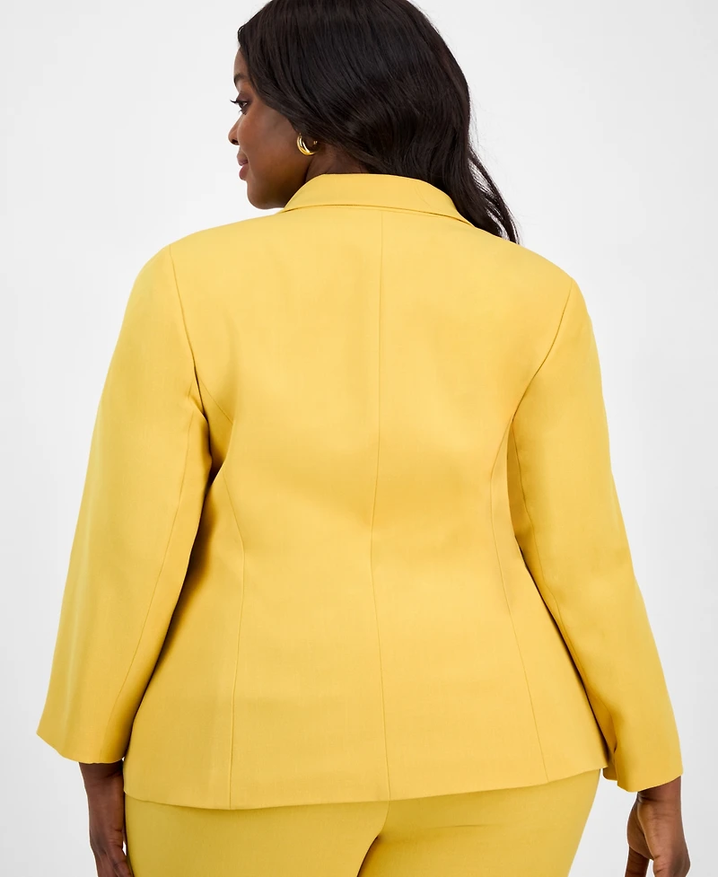 Kasper Plus Size 3/4-Sleeve Eyelet Blazer