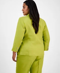 Kasper Plus Linen-Blend Blazer