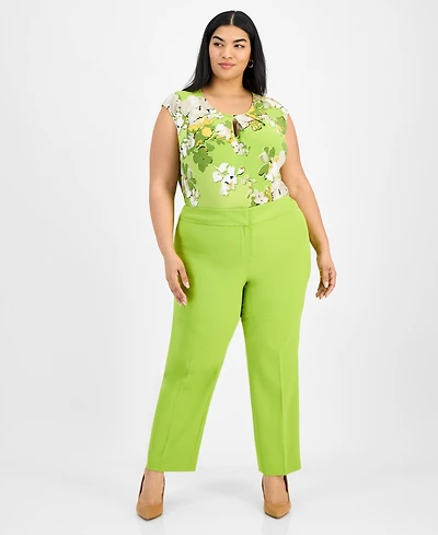 Kasper Plus Size Stretch-Crepe Straight-Fit Suit Pants