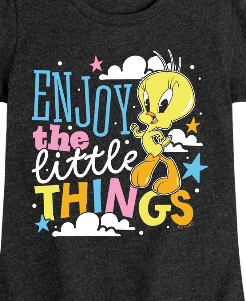 Looney Tunes Big Girls Tweety Bird Enjoy The Little Things Graphic Short Sleeve T-Shirt
