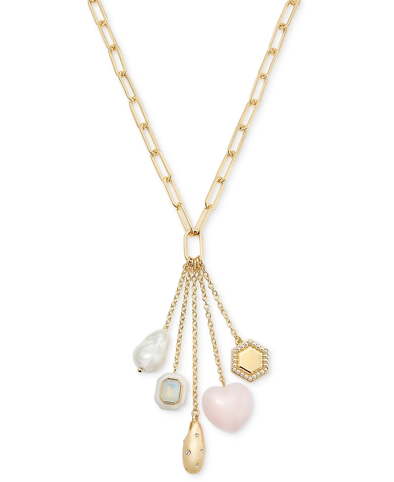 On 34th Gold-Tone Mixed Stone Multi-Charm Pendant Necklace, 20" + 2" extender, Exclusively at Macy's