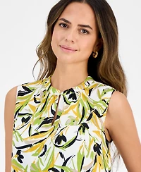 Kasper Women's Printed Sleeveless Keyhole Top