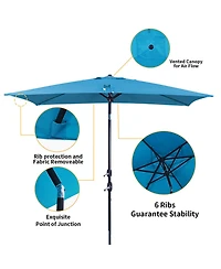 10 ft. x 6.5 Rectangular Market Umbrella with Waterproof and Uv Resistant Navy Blue