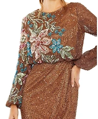 Mac Duggal Women's Embellished Multi Color Floral High Neck Gown